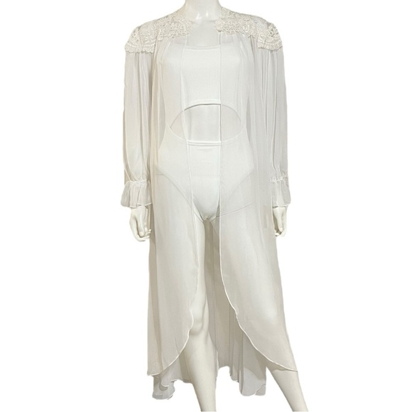 Fantasies By Morgan Taylor Intimate Sheer Robe in White, M - Picture 4 of 12